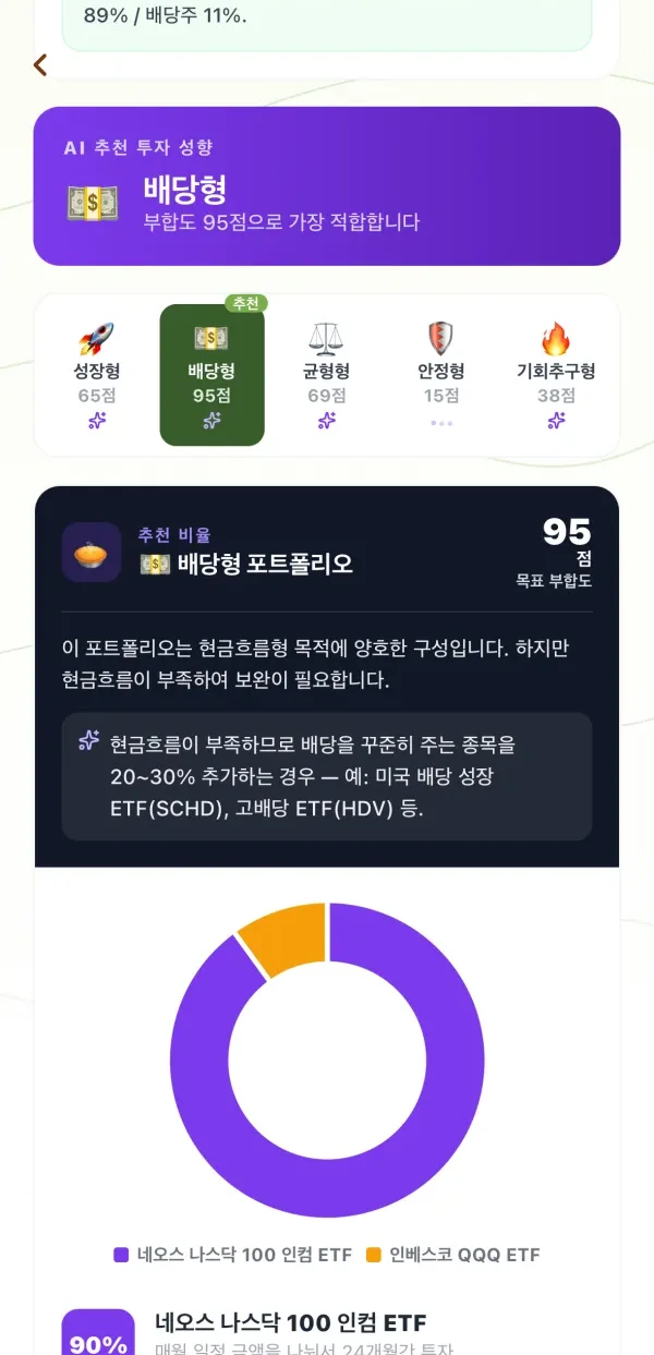 포트폴리오 분석 화면